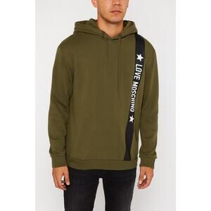 Love Moschino Olive Green Logo Hoodie Men’s 2XL – Stylish Streetwear Sweatshirt